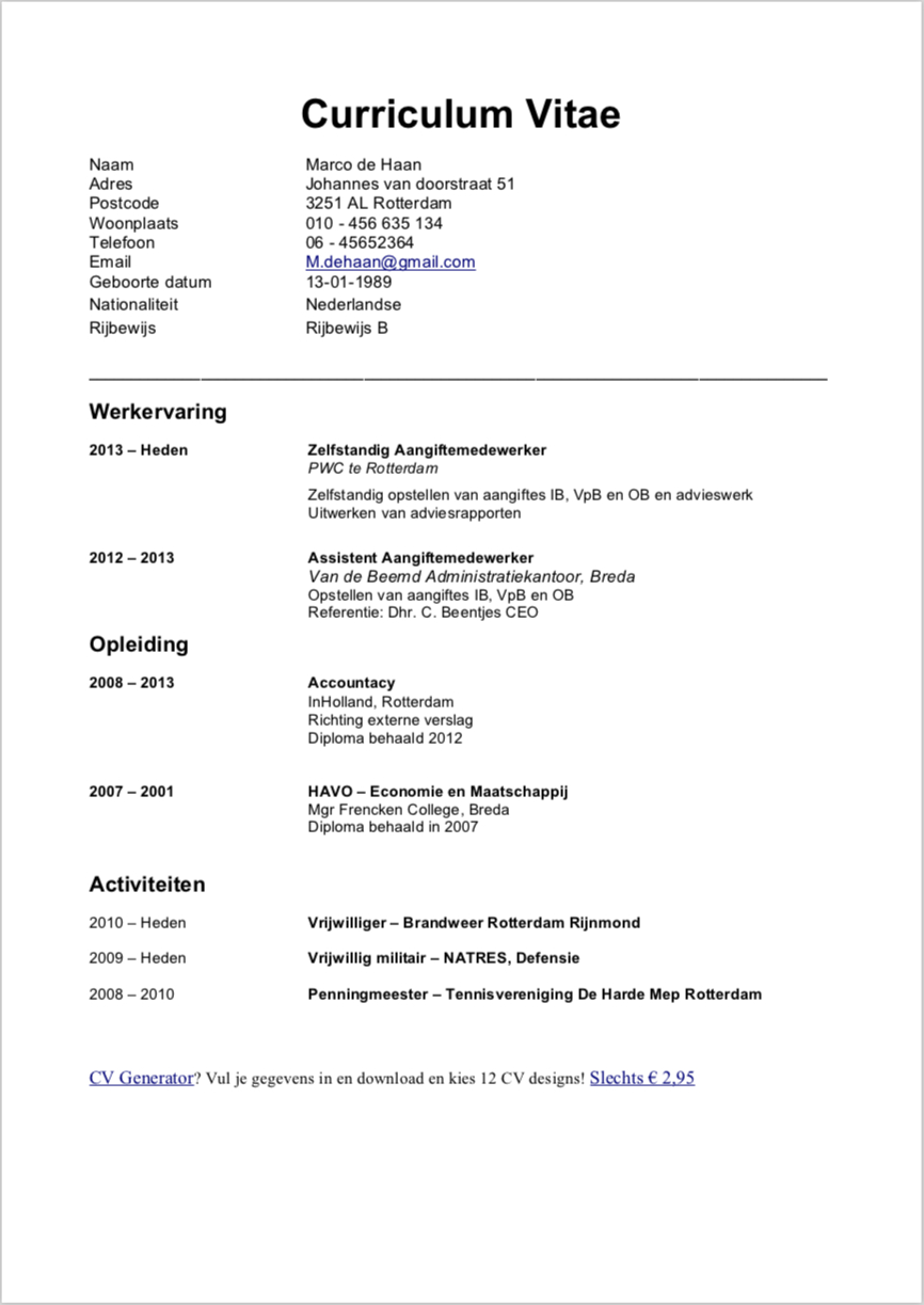 Cv Template Cv Sjablonen 15 Gratis Cvs Pdf Word 2019 intended for proportions 866 X 1223