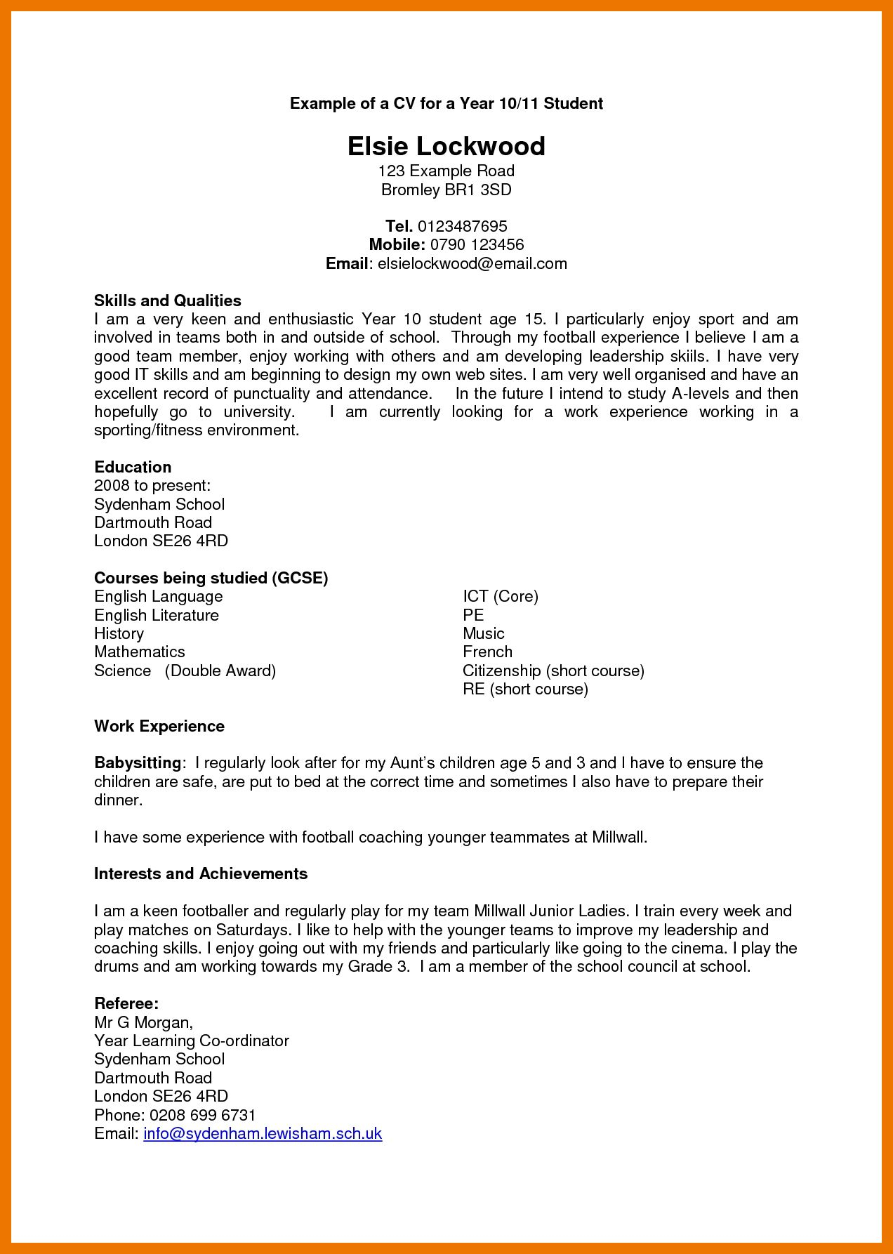 Cv Template For Year 11 Students Debandje within size 1272 X 1786