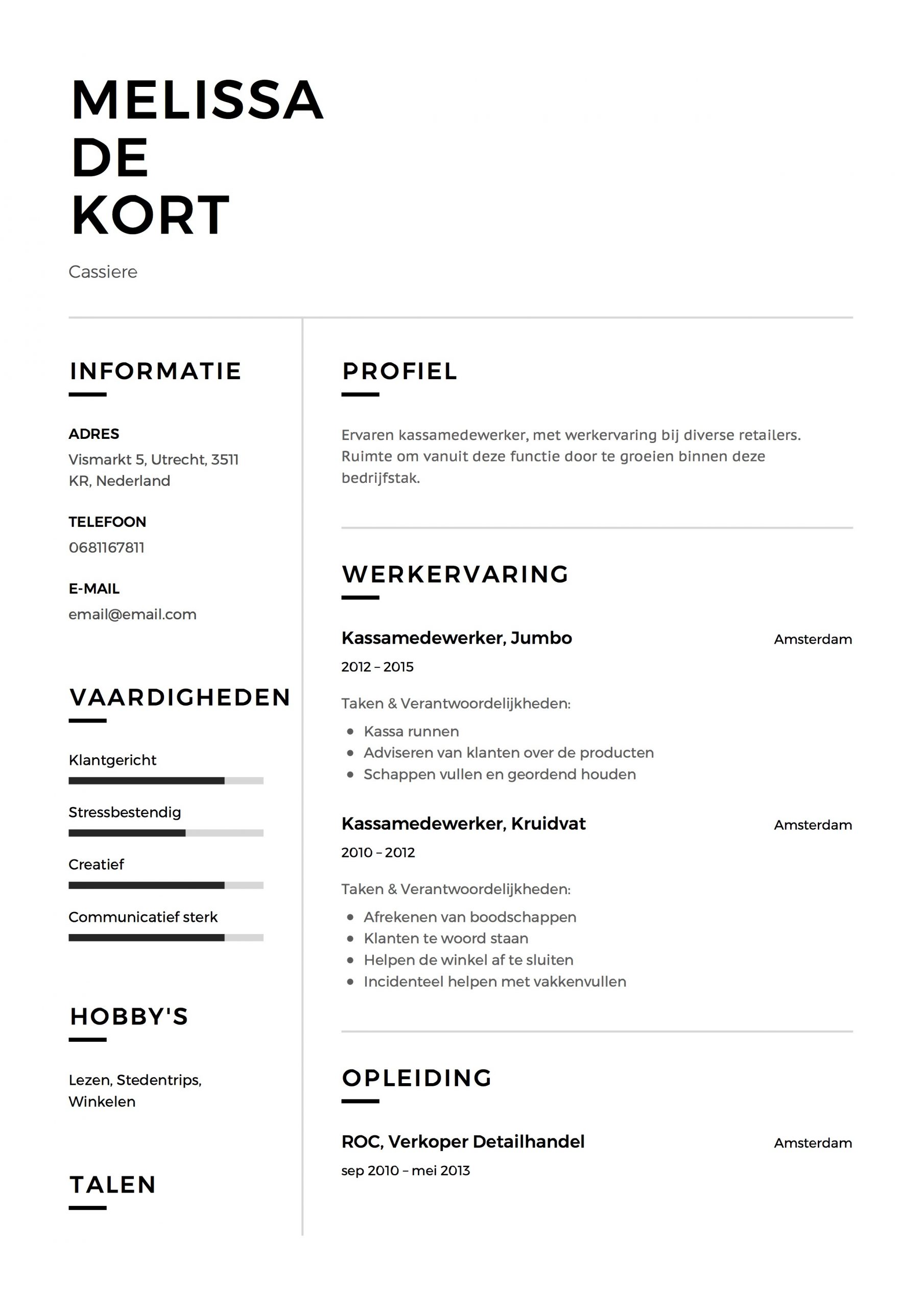 Cv Template Nederlands Word Debandje regarding proportions 2479 X 3508