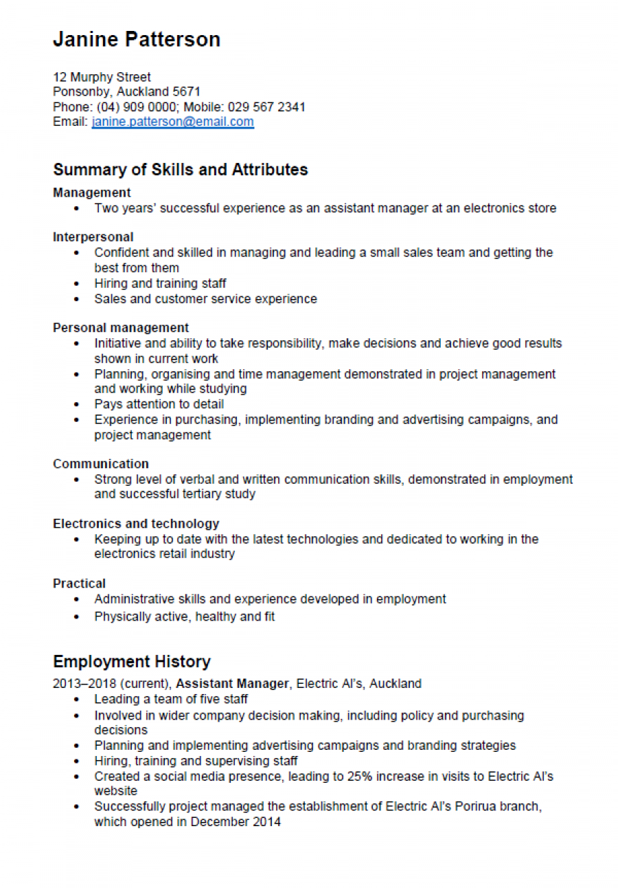 New Zealand Teaching Cv Examples