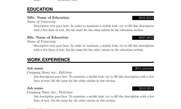 Cv Template Overleaf Simple Resume Template Resume pertaining to size 794 X 1123