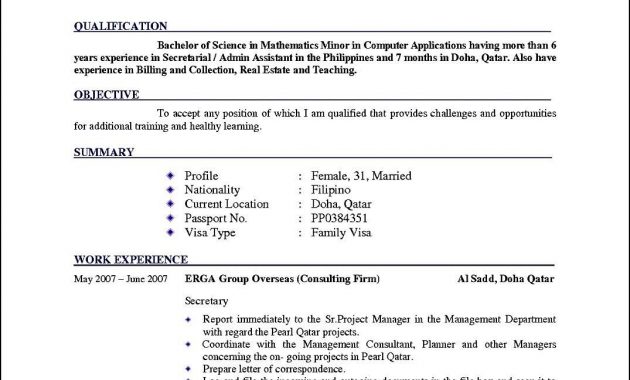 Cv Template Qatar Job Resume Format Latest Resume Format in measurements 1075 X 1390