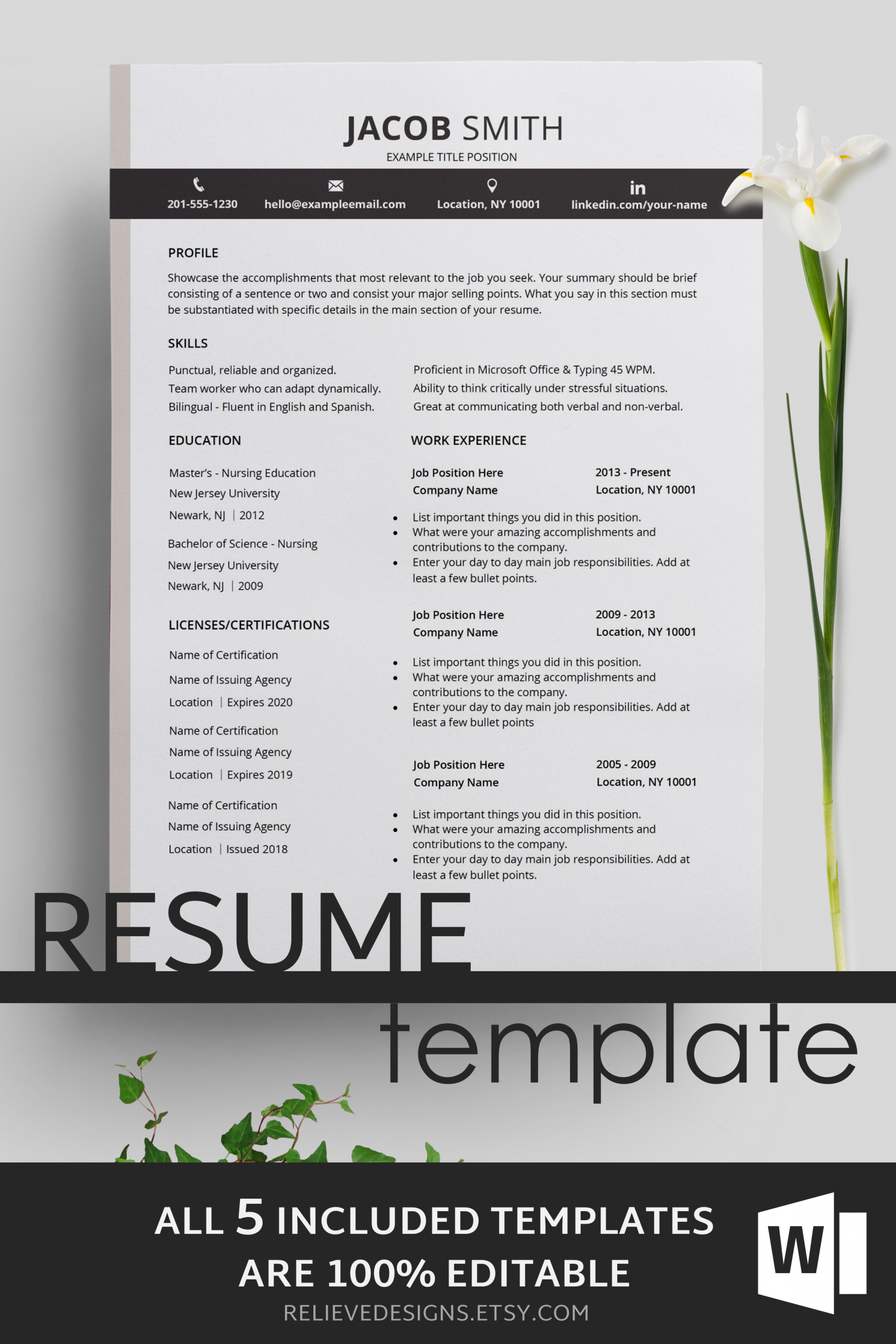 Cv Template Resume Template Cv Design Modern pertaining to proportions 2301 X 3450