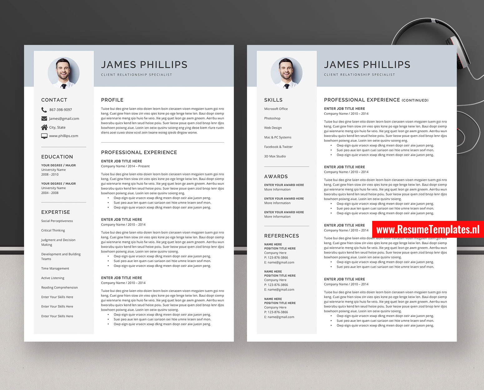 Cv Template Resume Template For Ms Word Professional Curriculum Vitae Simple Resume Modern Resume 1 3 Page Resume College Student Resume First with size 1550 X 1250