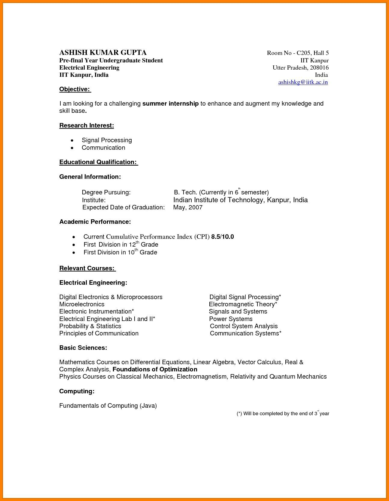 Cv Template Undergraduate Student Resume Format College throughout dimensions 1295 X 1670