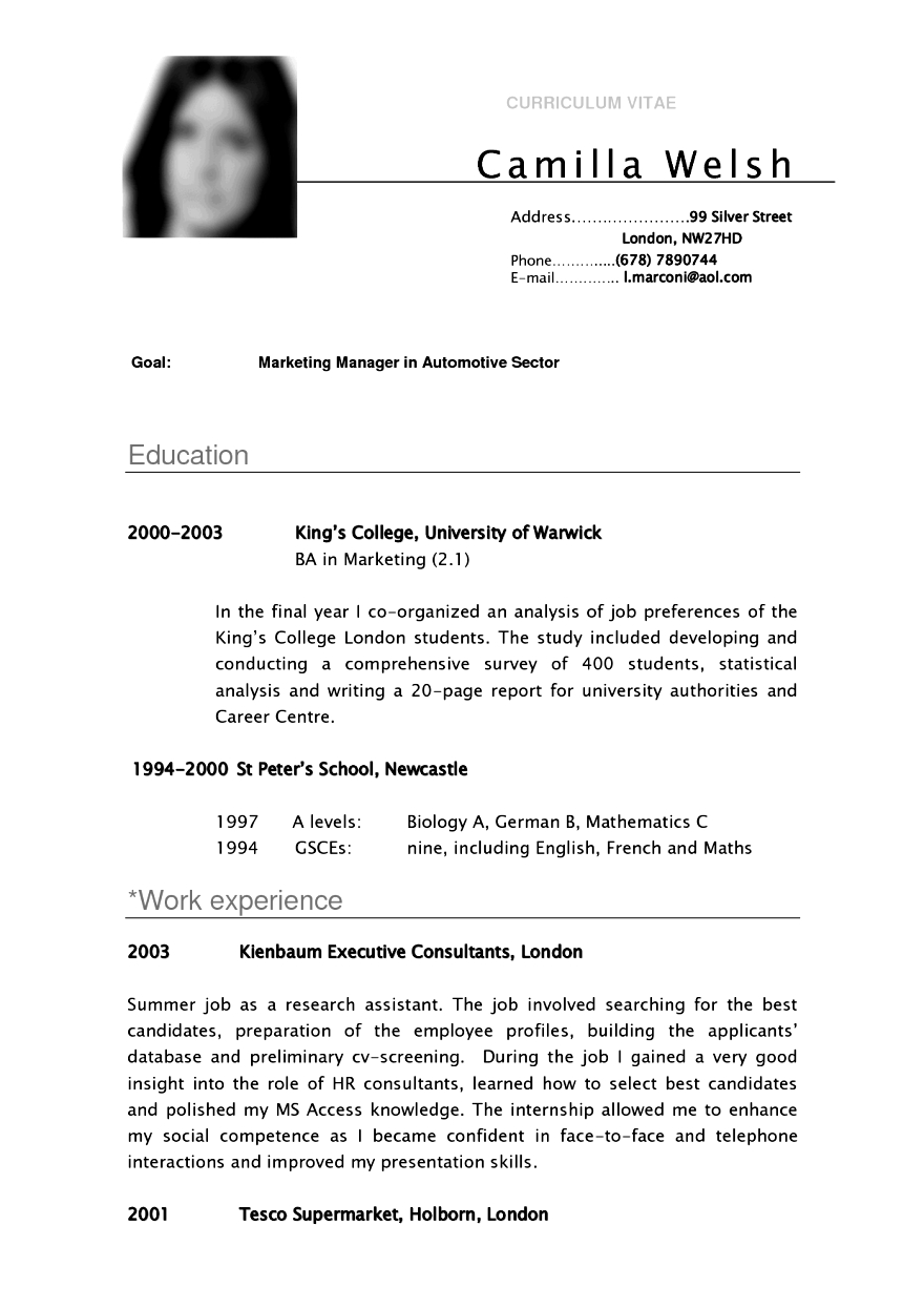 Cv Template University Student Resume Curriculum Vitae for proportions 880 X 1245