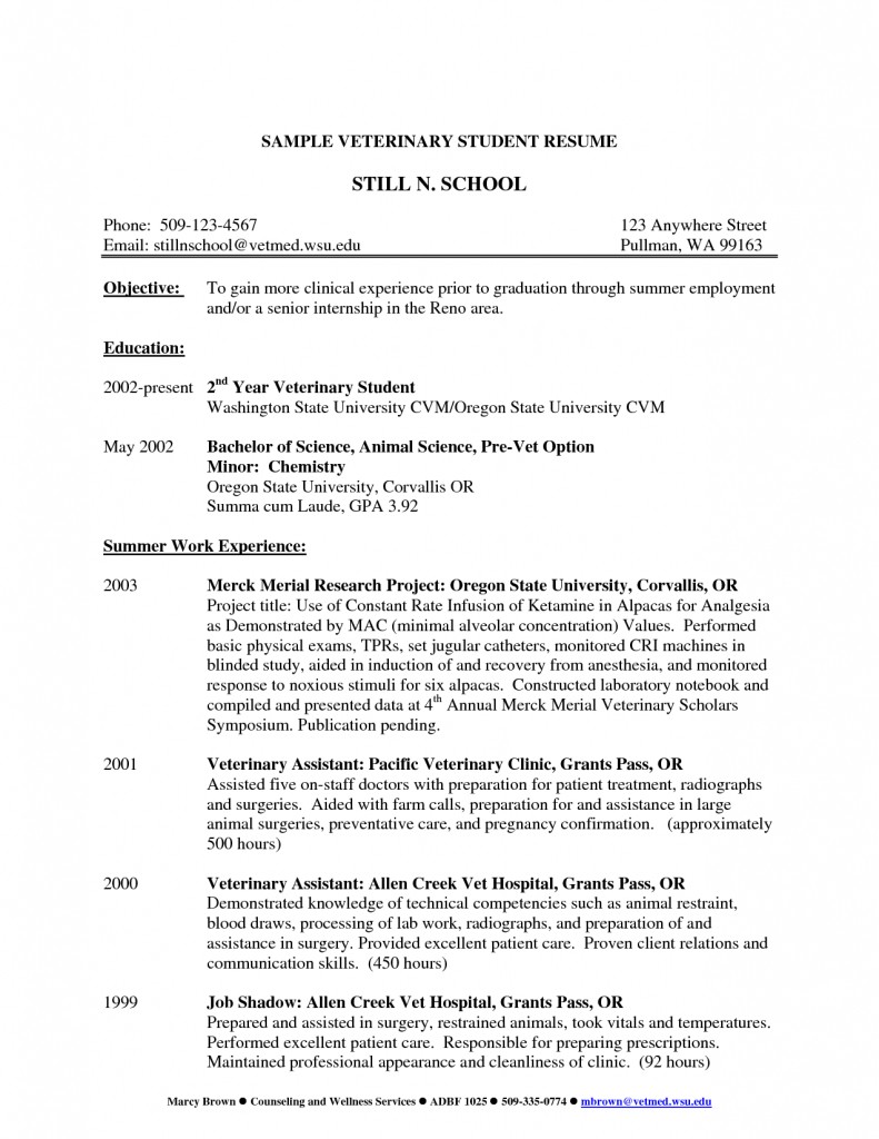 Cv Template Veterinary Student New Grad Nursing Resume intended for proportions 791 X 1024