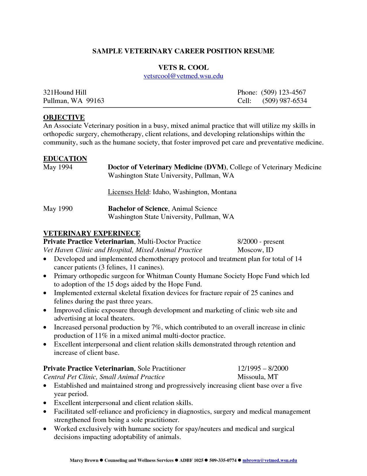 Cv Template Veterinary Student Resume Examples Student inside size 1275 X 1650