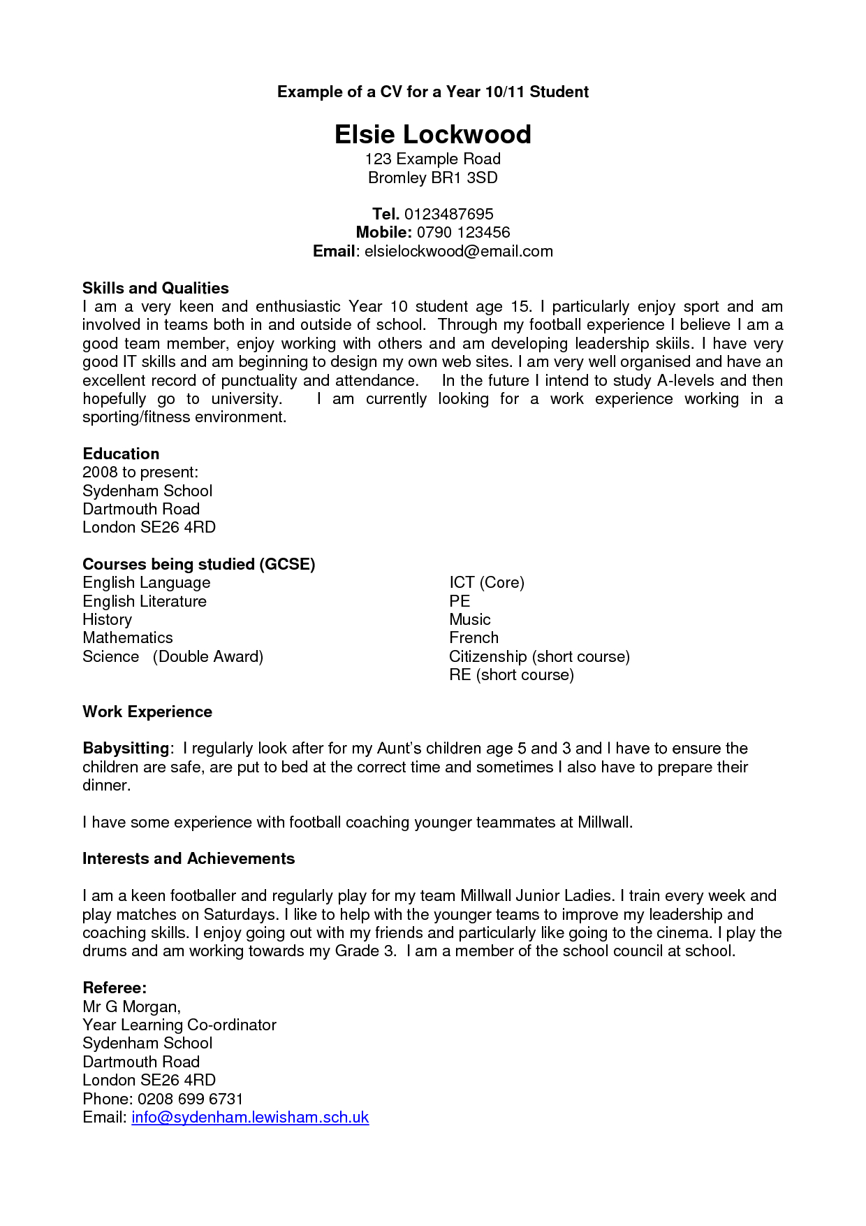 Cv Template Year 11 Resume Examples Student Resume intended for measurements 1240 X 1754