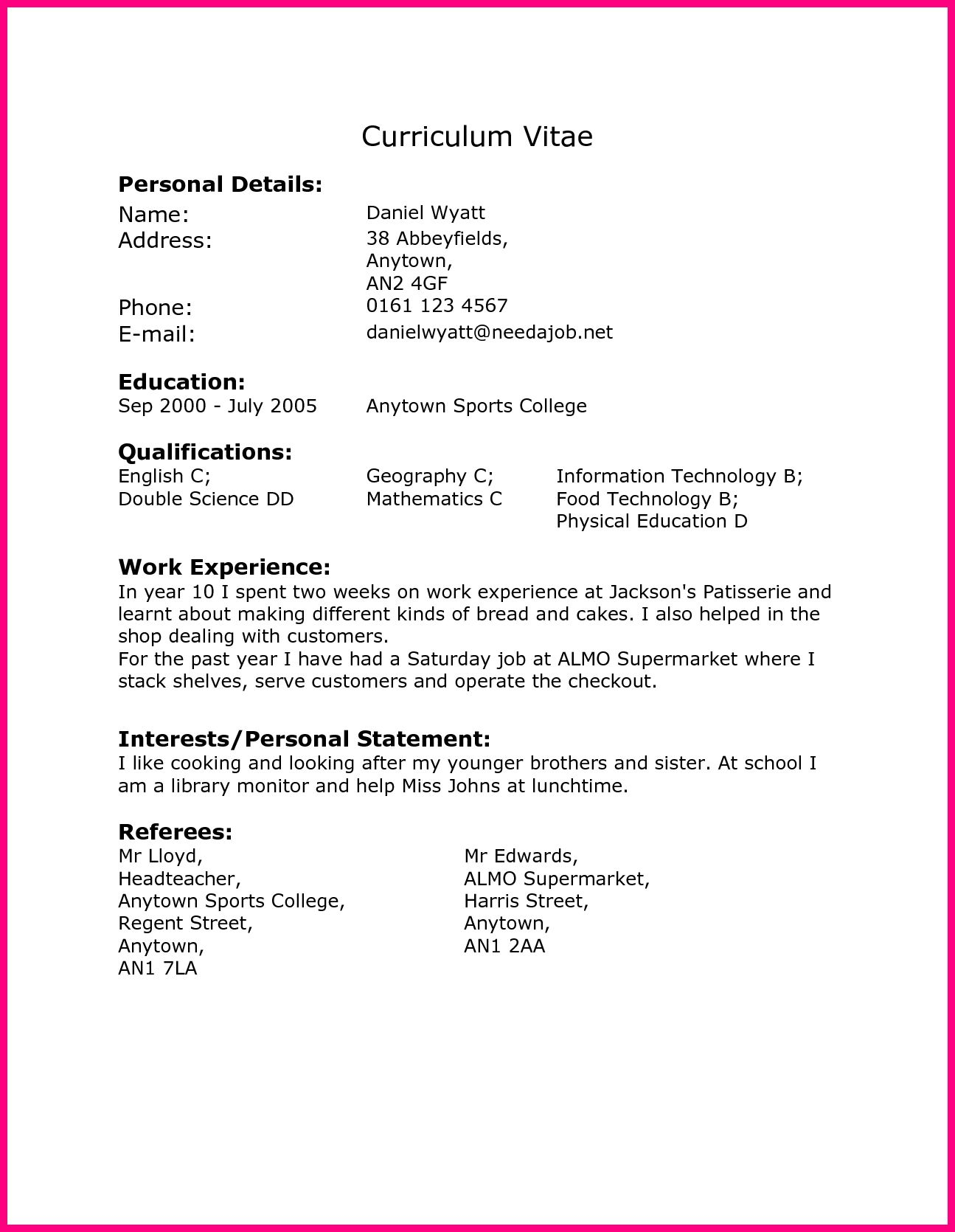 Cv Work Experience Enom pertaining to dimensions 1295 X 1670
