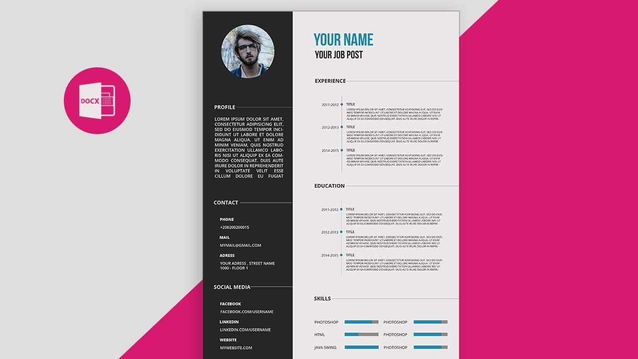 Cvresume Template Design Tutorial With Microsoft Word Free Psddocpdf in measurements 1280 X 720