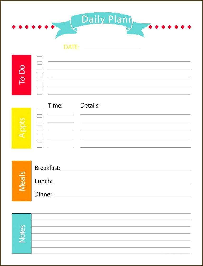 Daily Calendar Printable Template Daily Planner Template with size 855 X 1118