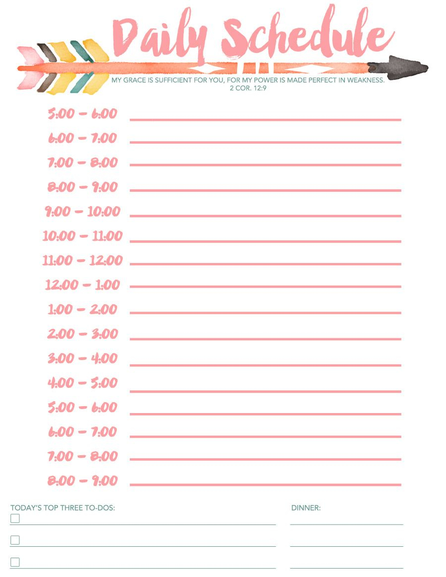 Daily Schedule Free Printable Daily Schedule Template regarding size 900 X 1165