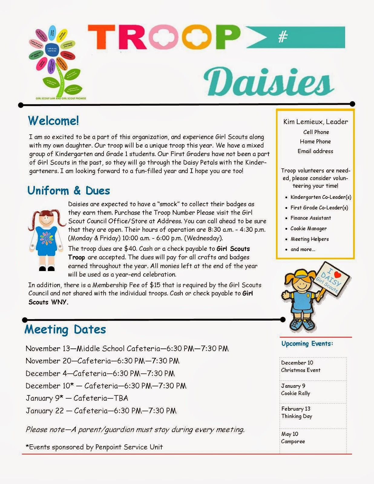 Daisy Troop Parent Newsletter Template Girl Scouts Daisies pertaining to dimensions 1236 X 1600