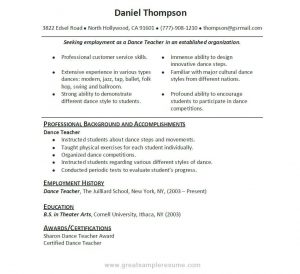 Dance Resume Templates Dance Resume Education Resume within proportions 947 X 864