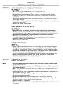 Data Quality Manager Resume Samples Velvet Jobs intended for sizing 860 X 1240