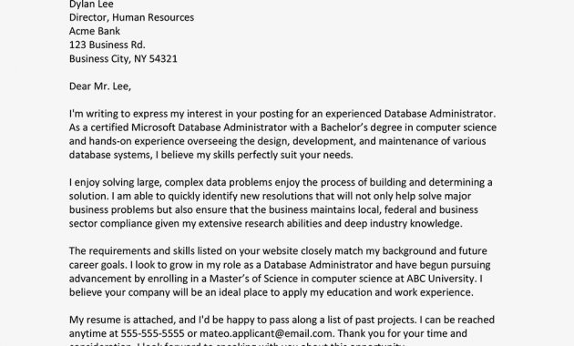 Database Administrator Cover Letter Example within size 1000 X 1000