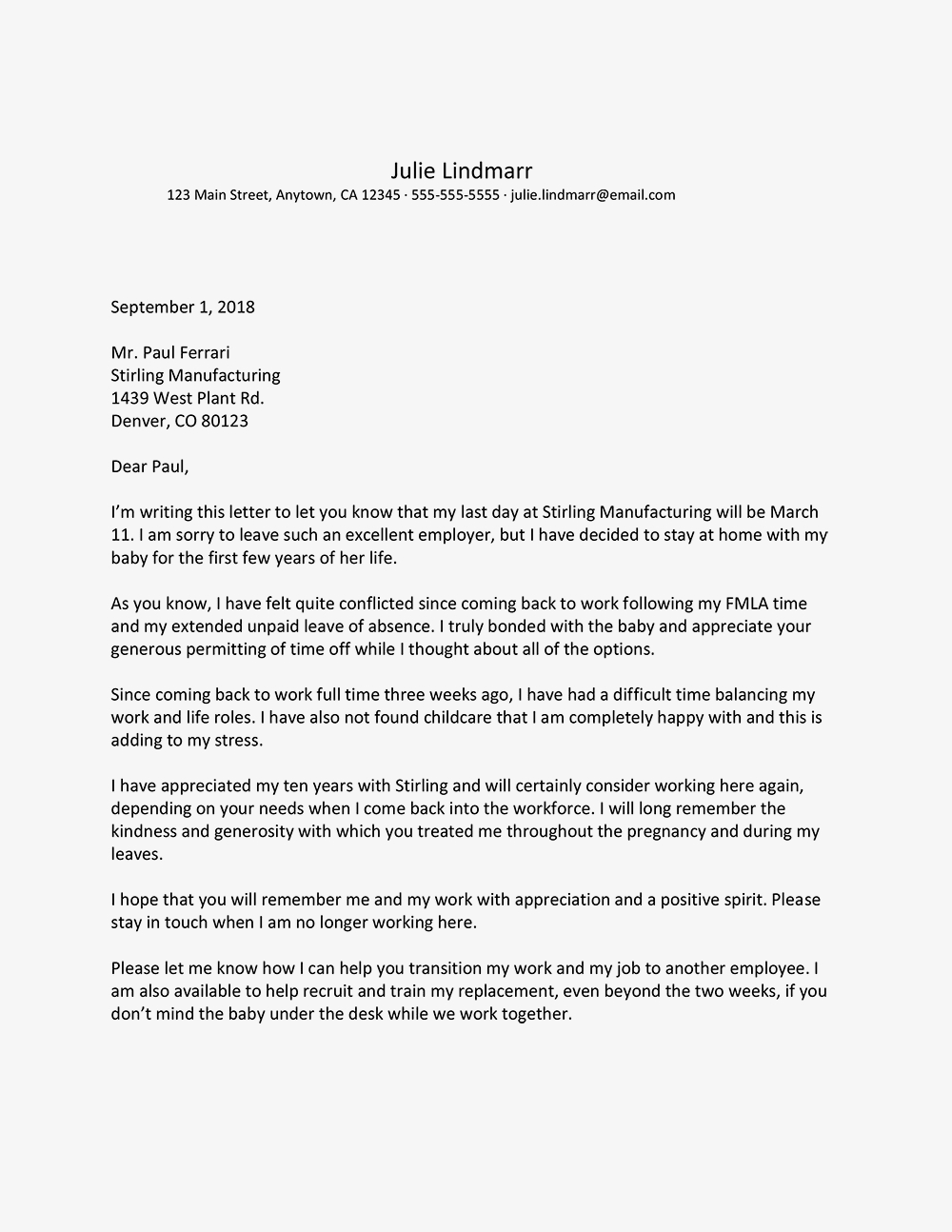 Daycare Letter Of Resignation Akali regarding measurements 1000 X 1294