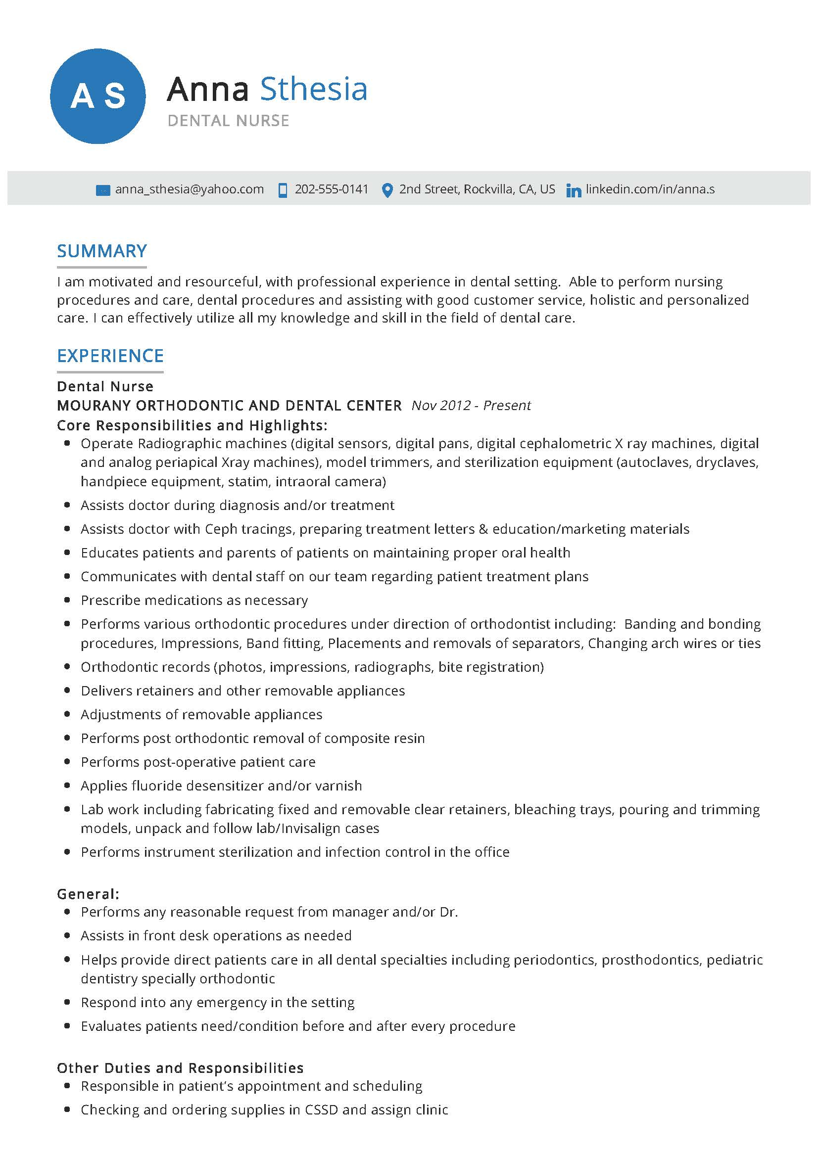 Dental Nurse Resume Example Writing Tips 2020 Resumekraft for proportions 1653 X 2339