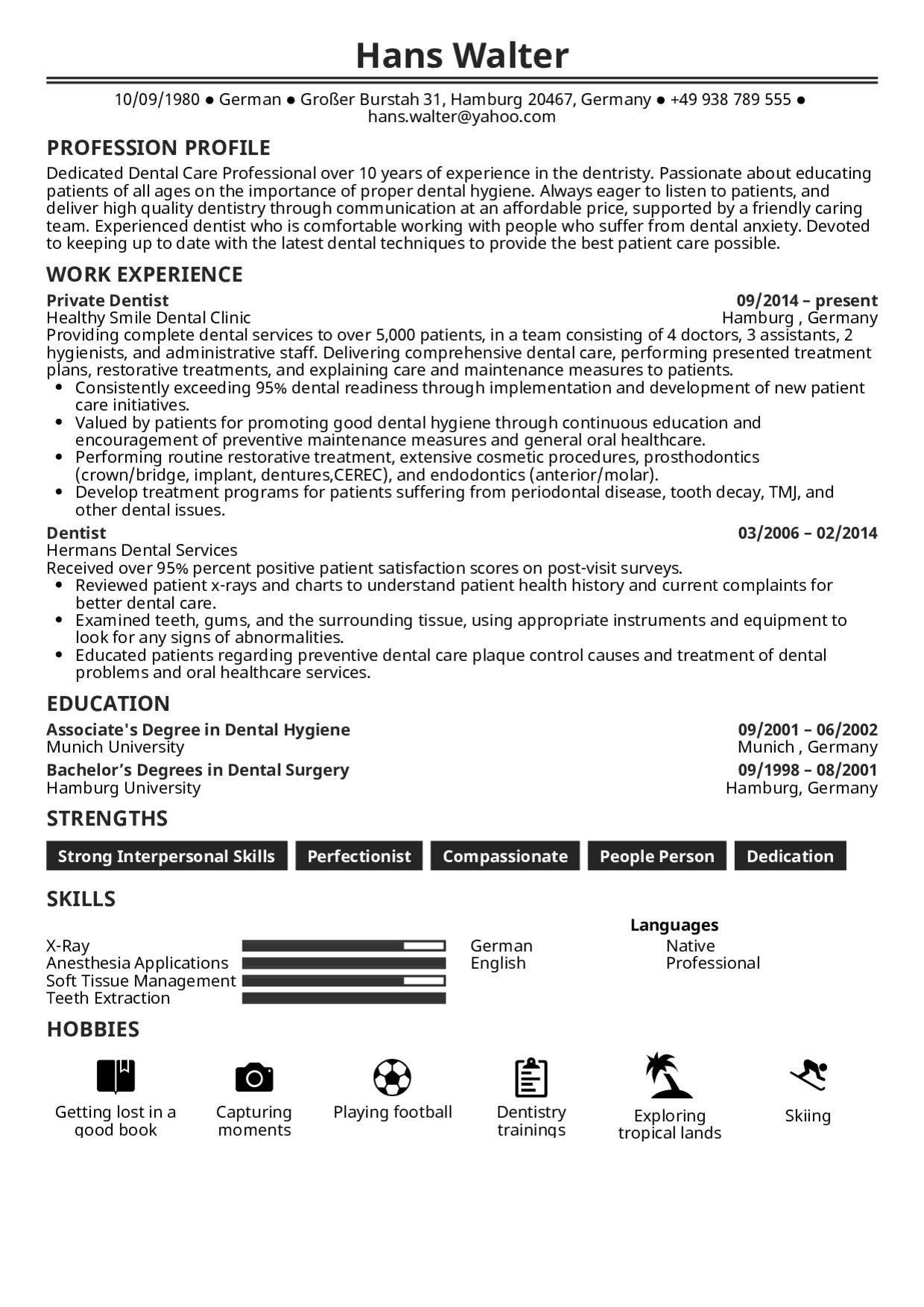 Dentist Resume Template Debandje with proportions 1240 X 1754