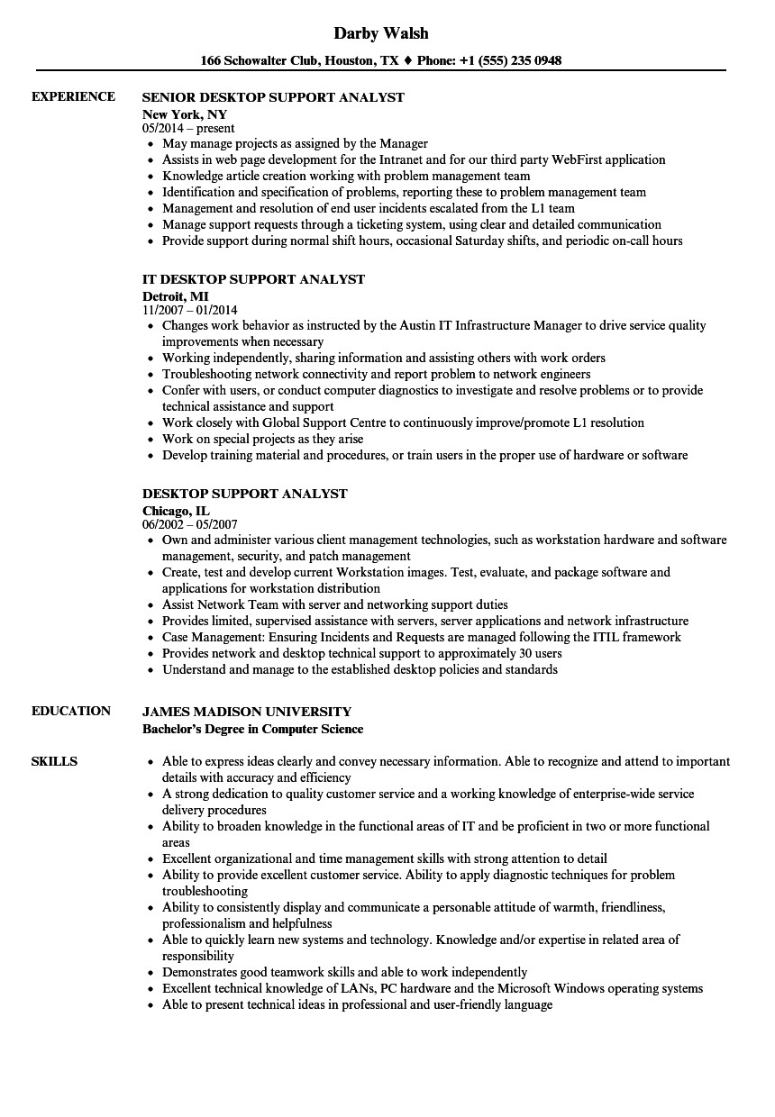 Desktop Support Analyst Resume Brilliantdesignsin3d with size 860 X 1240