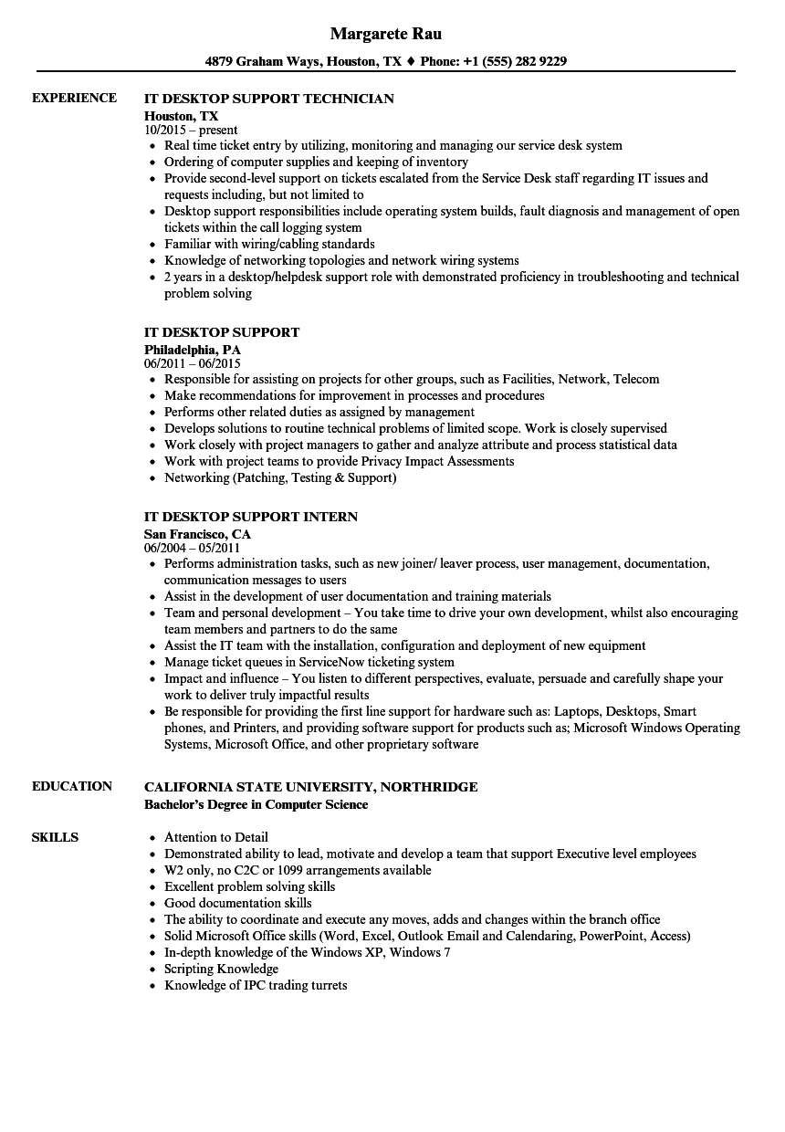 Desktop Support Resume Examples Akali in dimensions 860 X 1240