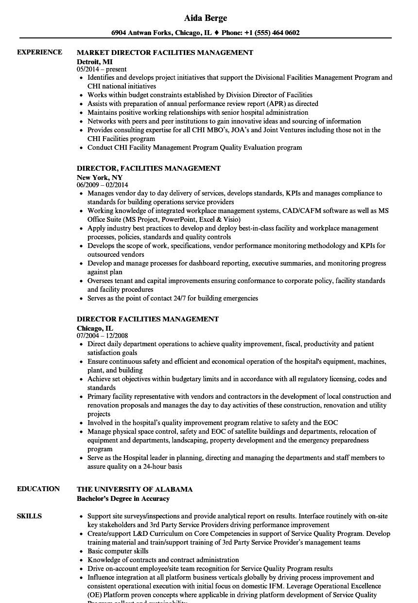 Director Facilities Management Resume Samples Velvet Jobs with regard to sizing 860 X 1240