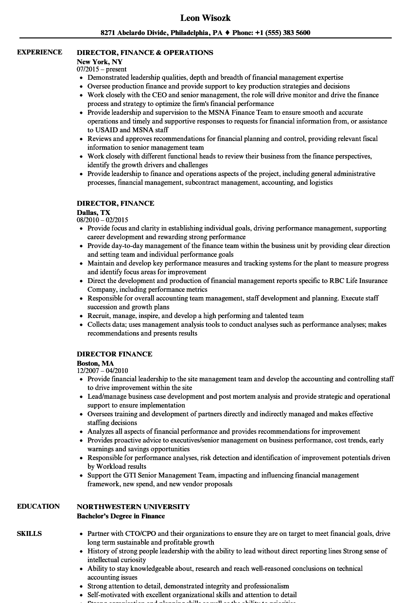 Director Finance Resume Samples Velvet Jobs in size 860 X 1240