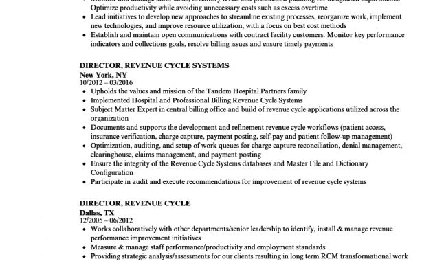 Director Revenue Cycle Resume Samples Velvet Jobs inside measurements 860 X 1240