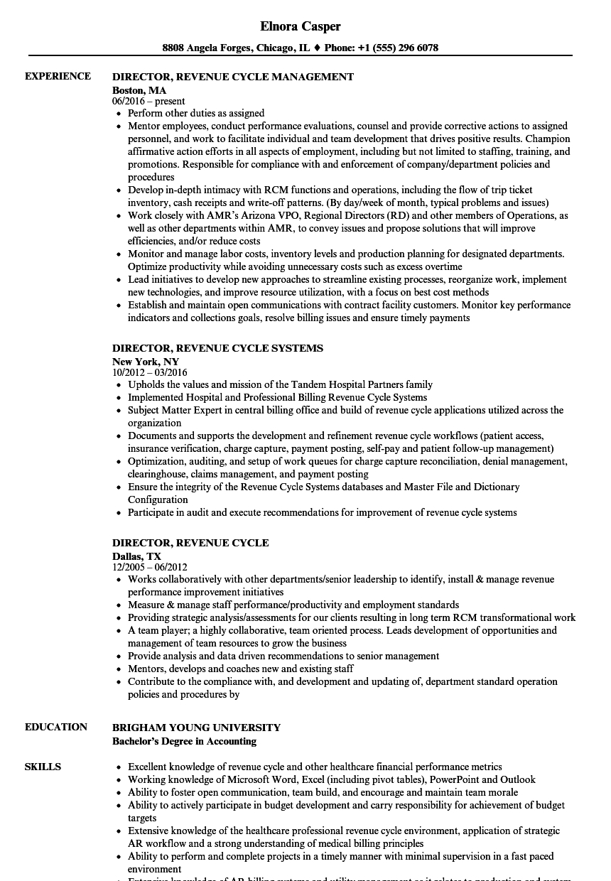 Director Revenue Cycle Resume Samples Velvet Jobs inside measurements 860 X 1240