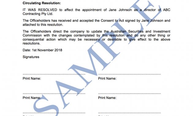 Directors Resolution To Appoint A New Officeholder Free in sizing 1275 X 1650