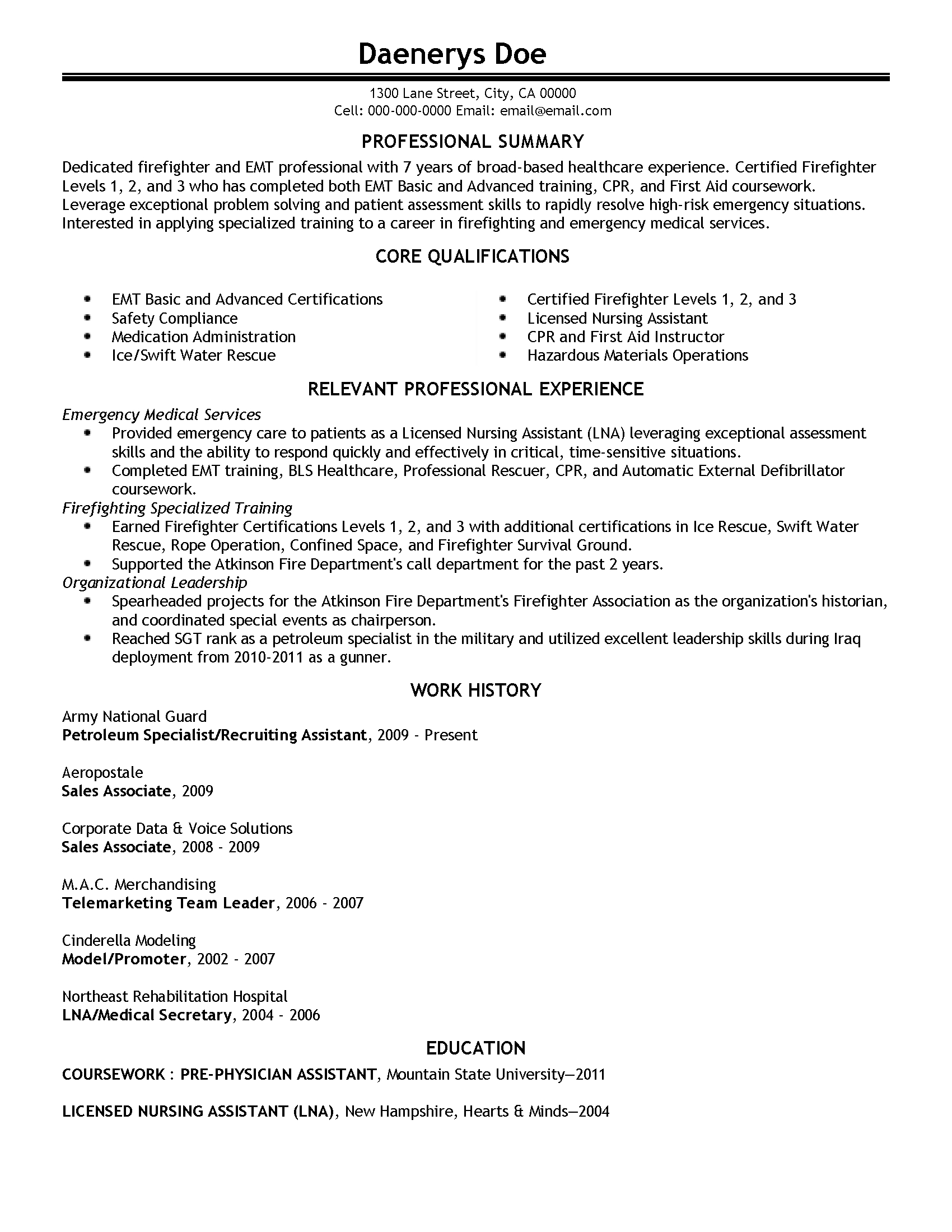 Doc Emt B Resume Template 19mb for size 1700 X 2200
