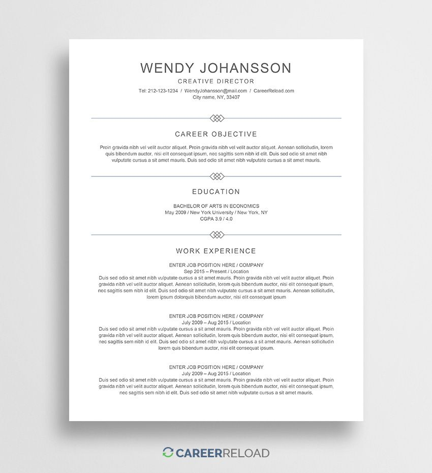 Download Free Word Resume Template Resume Template Free with regard to proportions 850 X 930