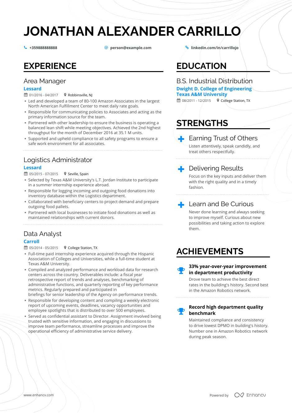 Download Operations Manager Resume Example For 2020 Enhancv with regard to sizing 940 X 1330