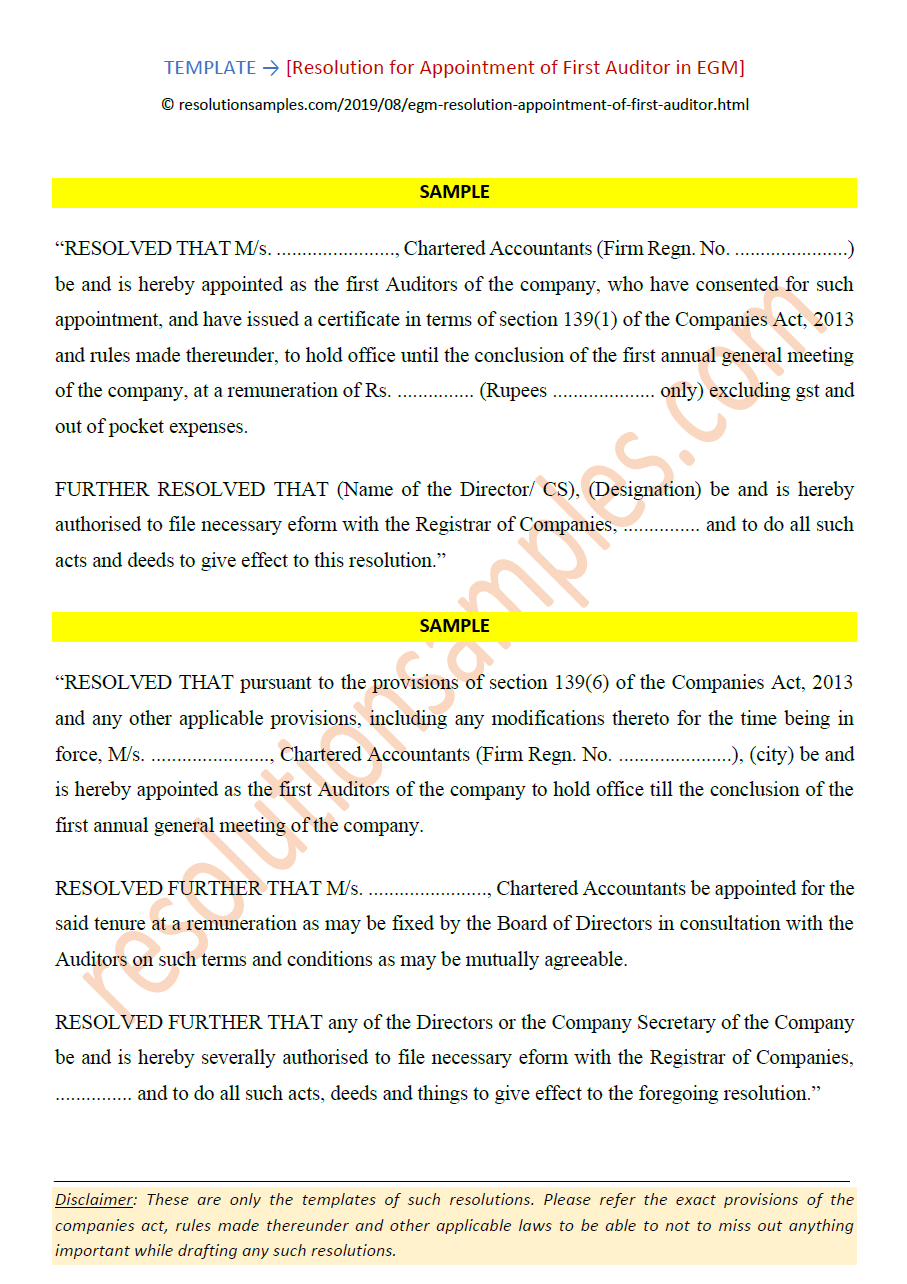 Draft Egm Resolution For Appointment Of First Auditor Sec 139 intended for proportions 907 X 1284