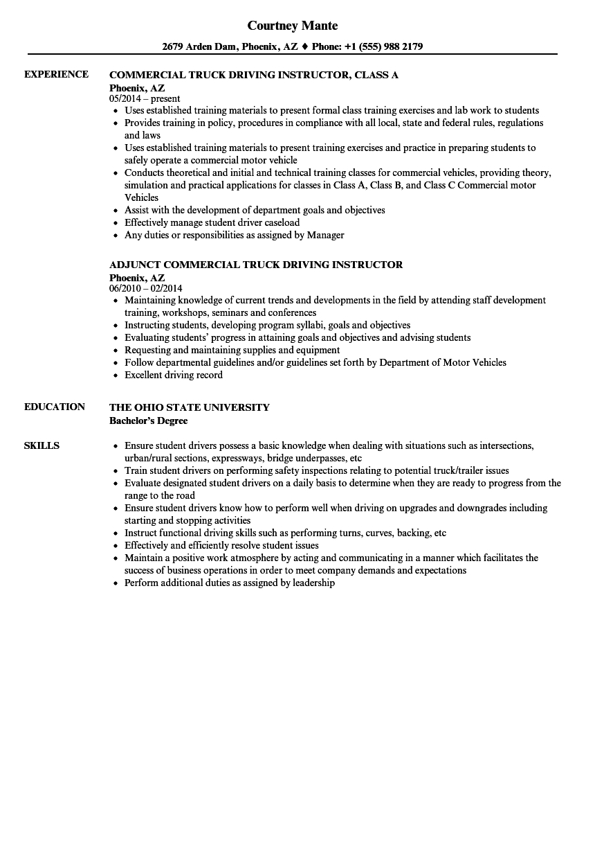 Driving Instructor Resume Samples Velvet Jobs with measurements 860 X 1240