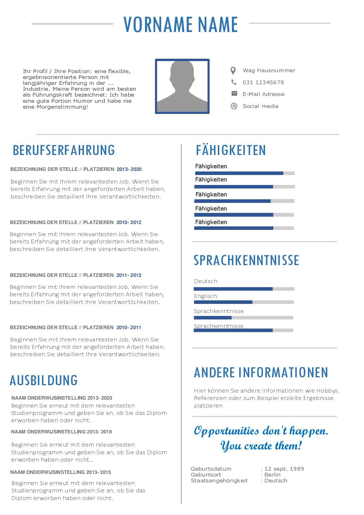 Duits En Nederlands Cv Template Voorbeeld Cv Sjabloon intended for proportions 1240 X 1754