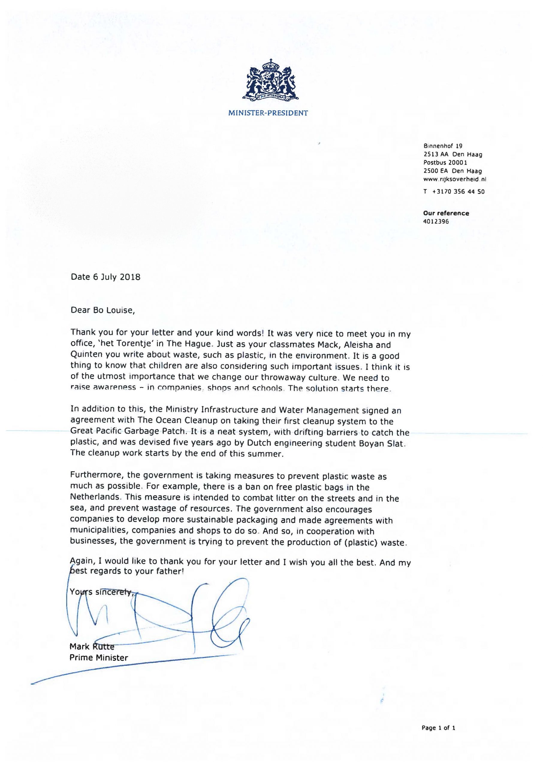 Dutch Prime Minister Responds To Letters From Grade 2 inside sizing 2484 X 3509