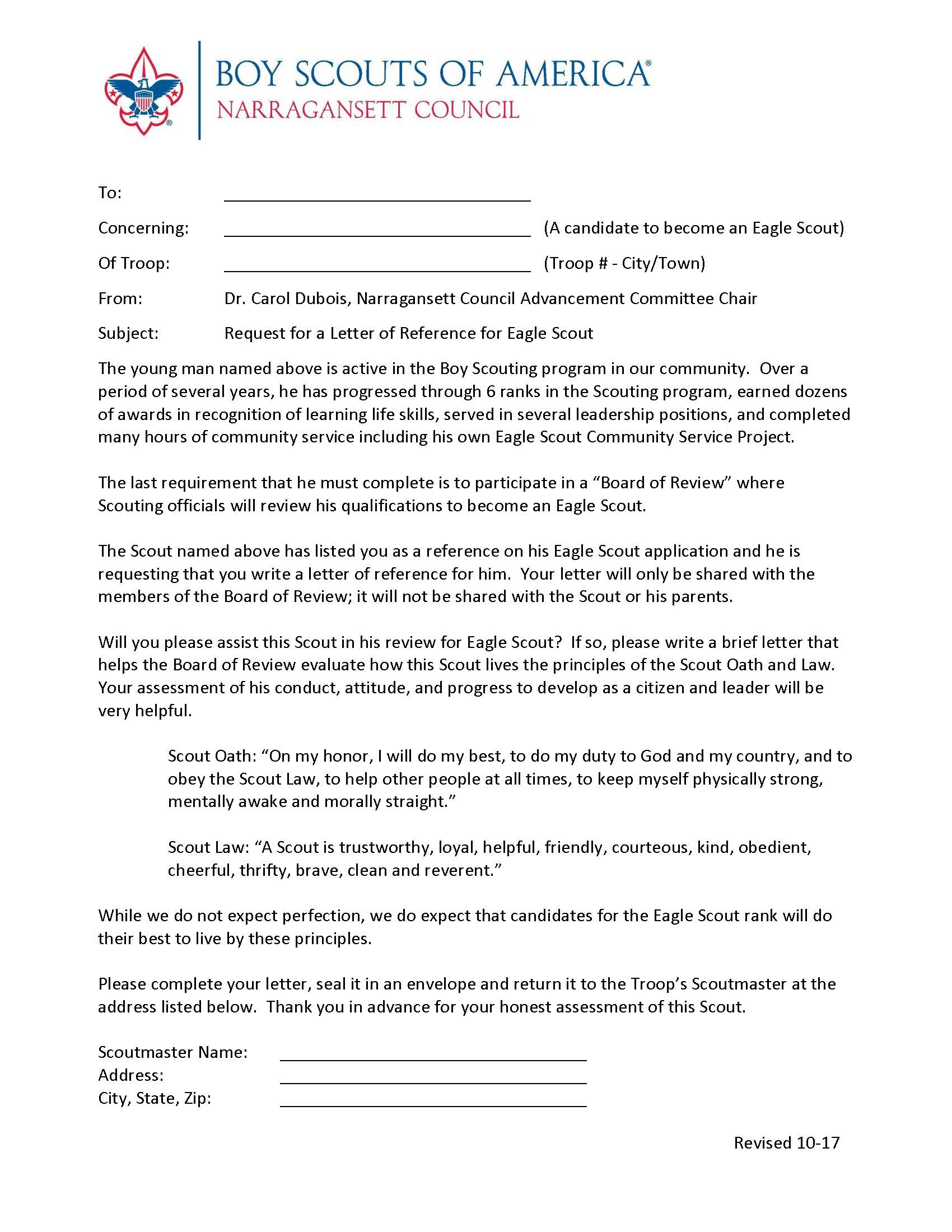 Eagle Scout Letter Of Recommendation Request Form Menom for proportions 1700 X 2200