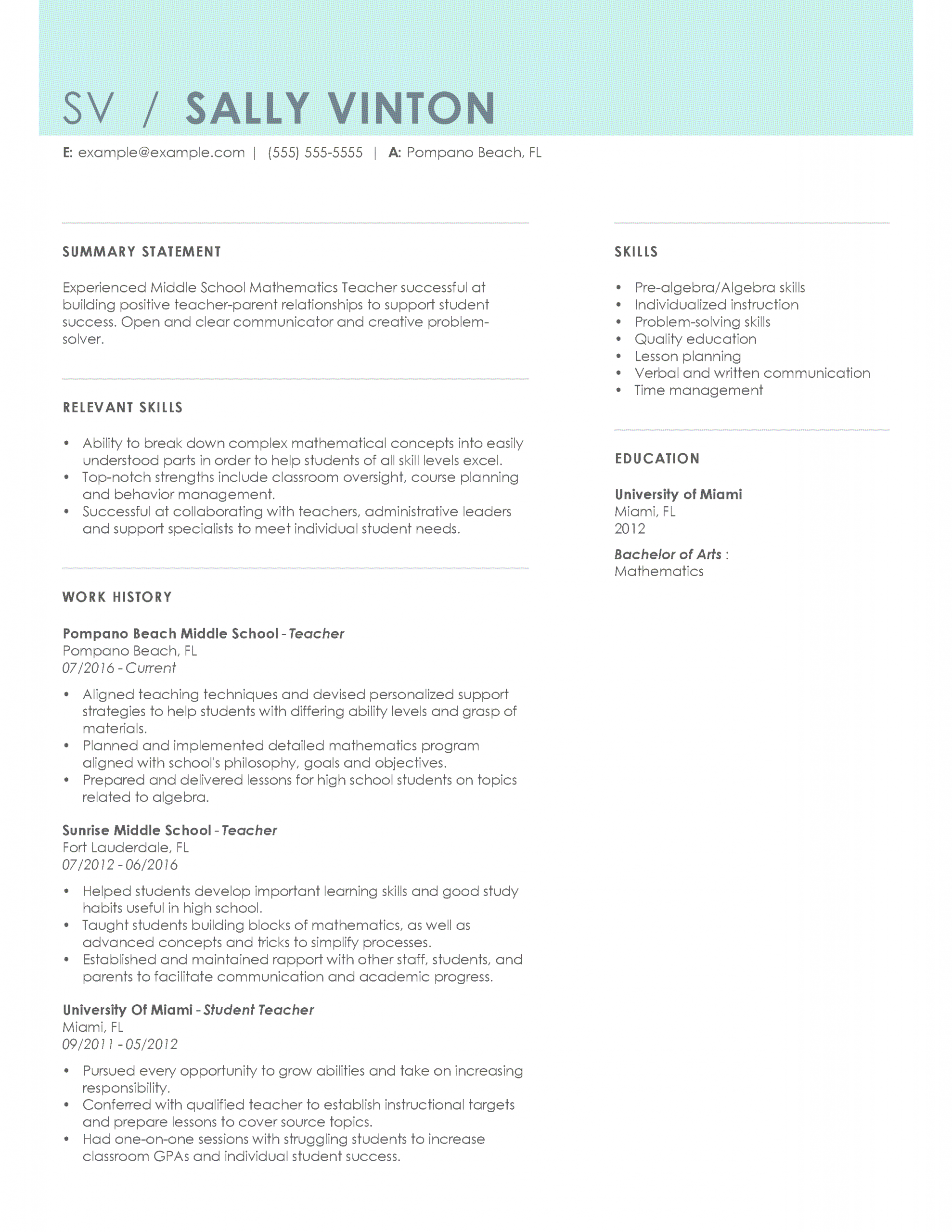 Easy To Customize Teacher Resume Examples For 2020 with measurements 2550 X 3300