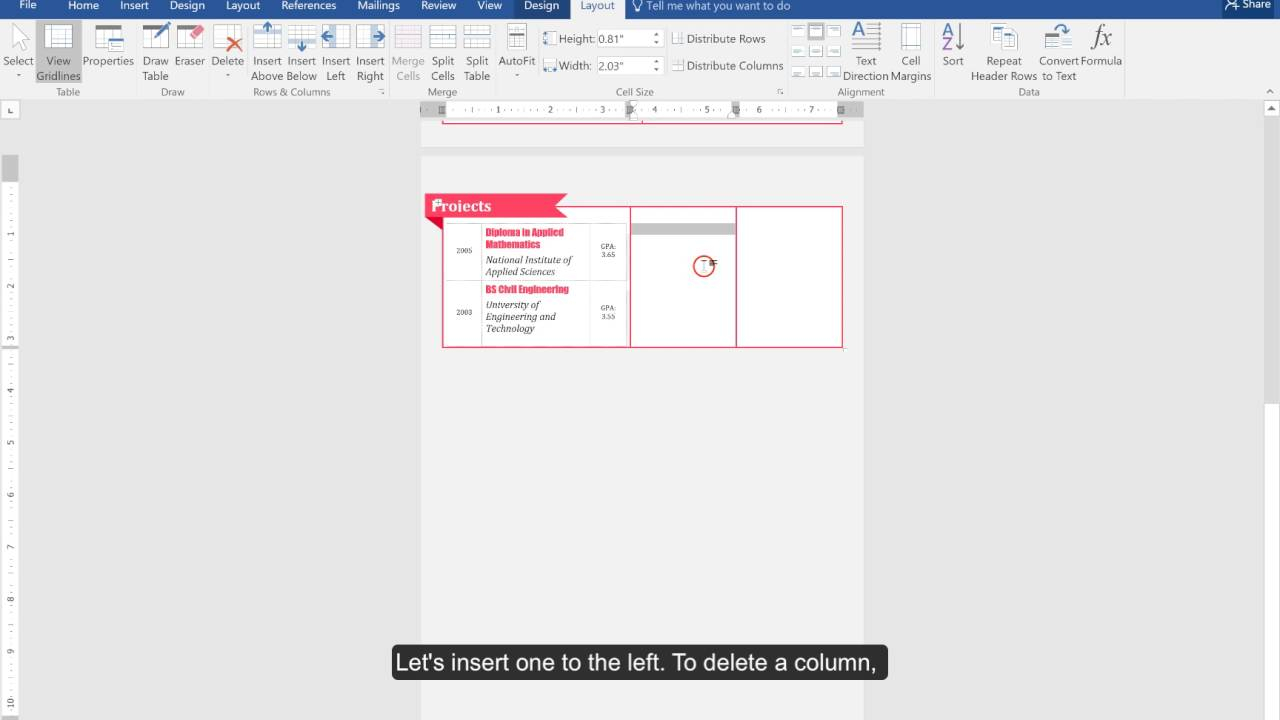 Editing Nested Tables In A Microsoft Word Resume in dimensions 1280 X 720