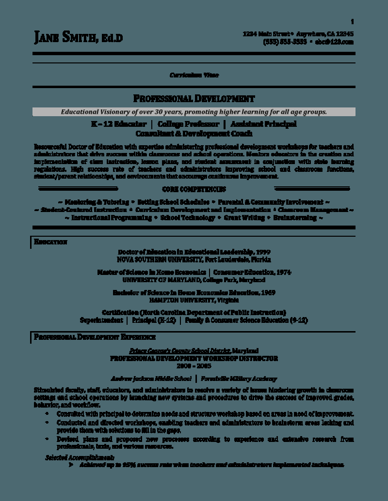 Education Curriculum Vitae for proportions 800 X 1035