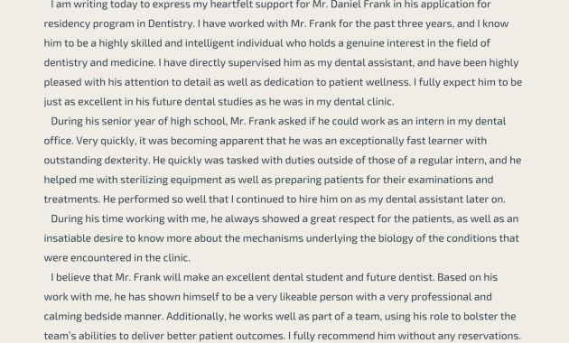 Effective Dental Residency Letter Of Recommendation Sample in dimensions 2550 X 3300