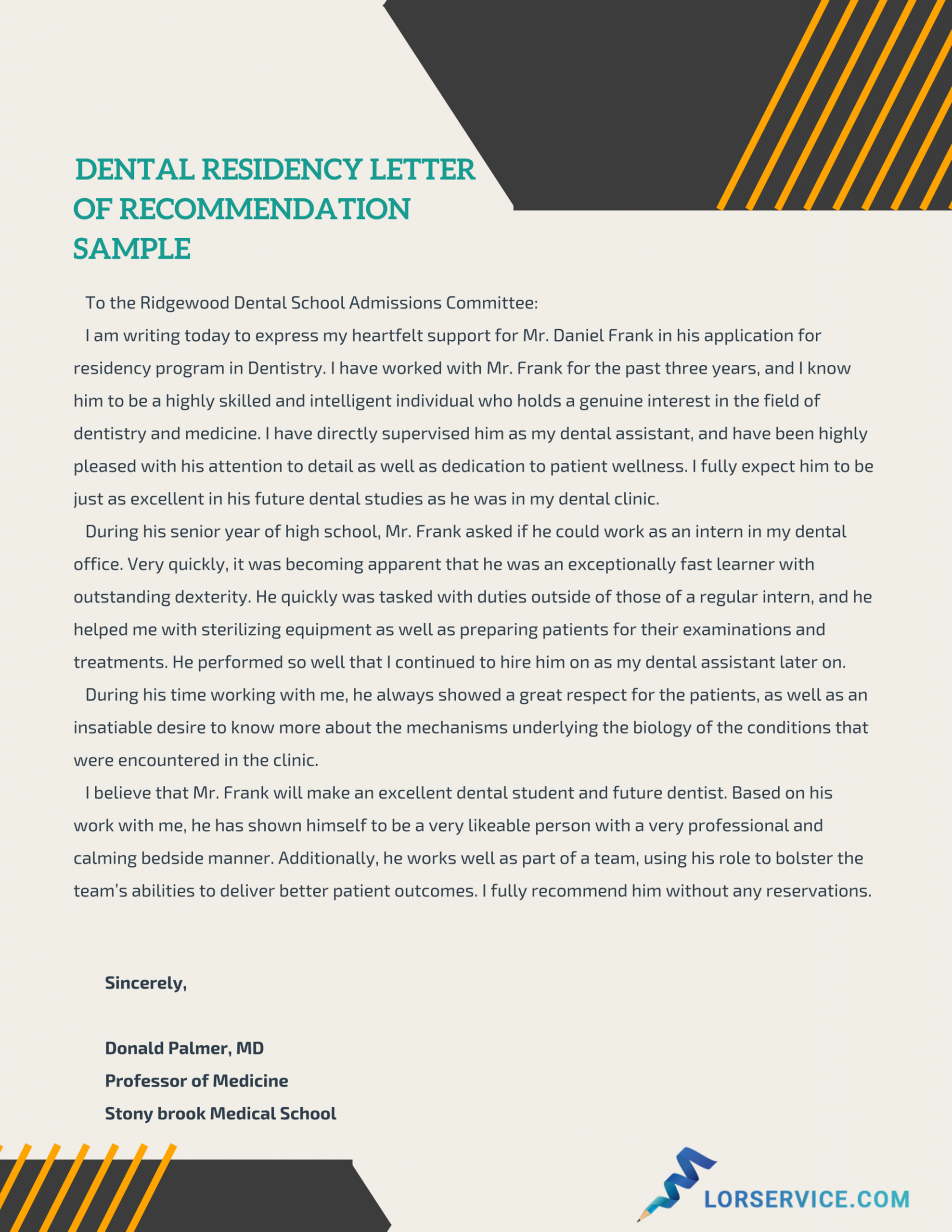 Effective Dental Residency Letter Of Recommendation Sample throughout dimensions 2550 X 3300