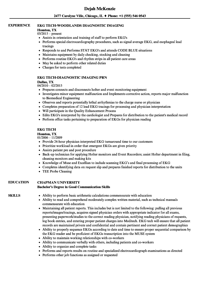 Ekg Tech Resume Samples Velvet Jobs with regard to measurements 860 X 1240