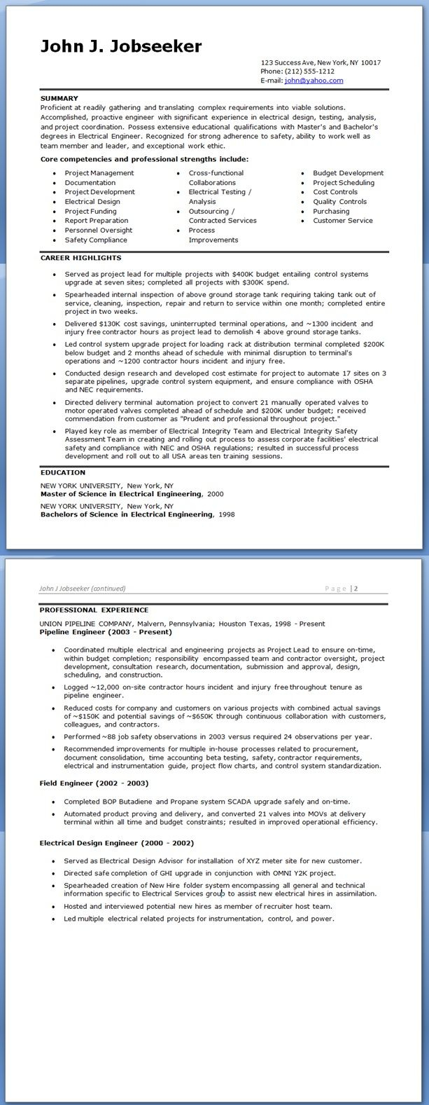 Electrical Engineer Resume Sample Doc Experienced throughout dimensions 613 X 1577