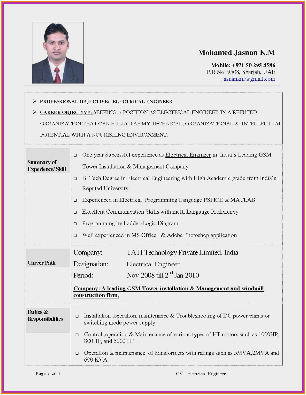 Electrical Engineer Resume Templates Resume Resume regarding size 1256 X 1620