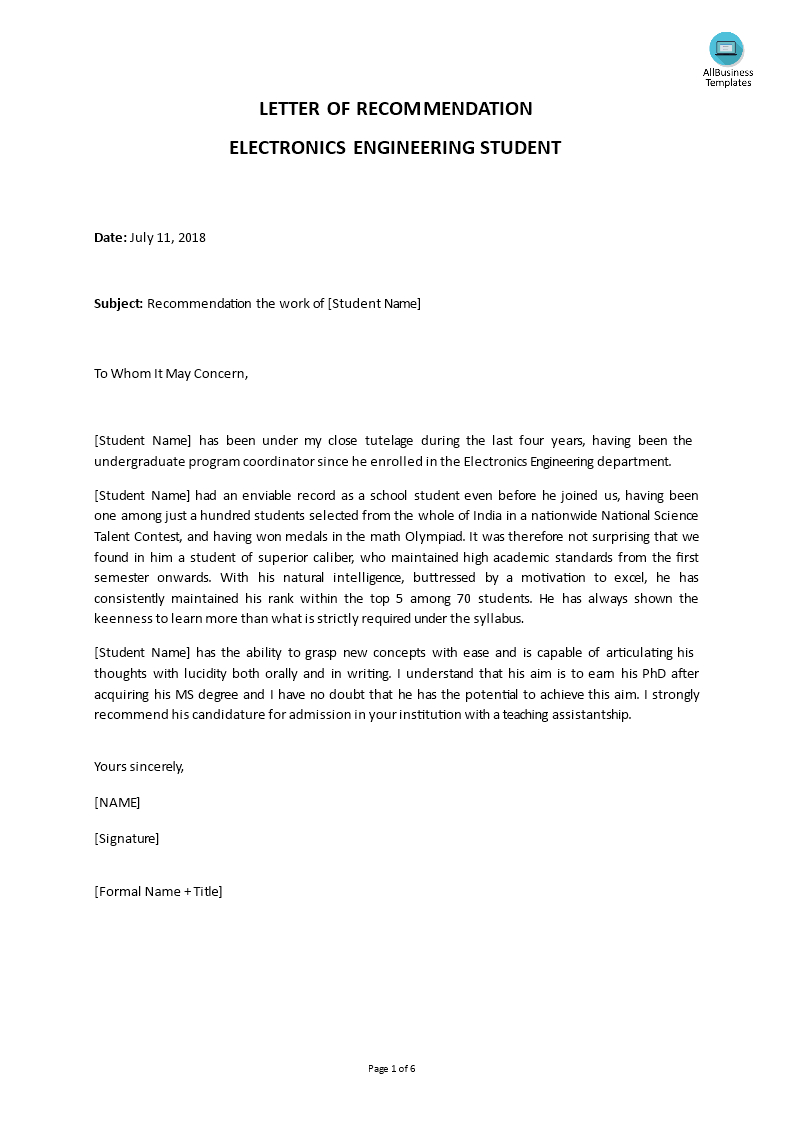 Electro Engineer Letter Of Recommendation Templates At pertaining to dimensions 793 X 1122