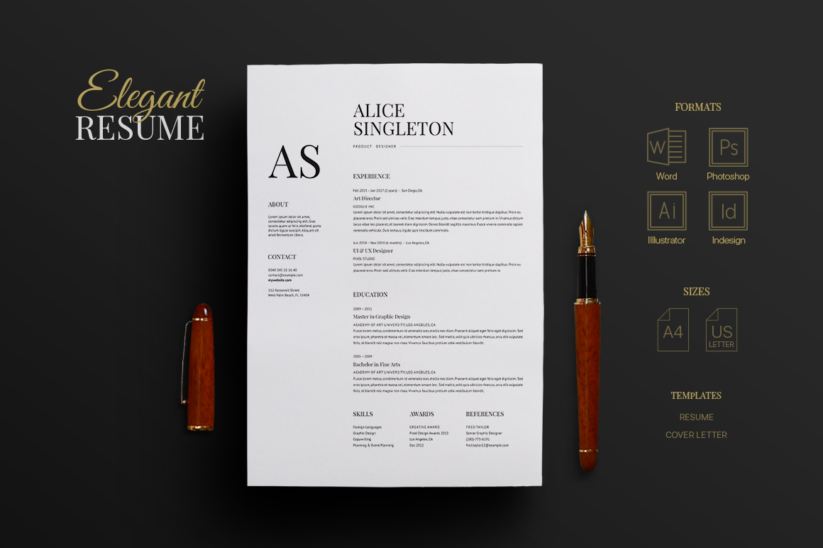 Elegant Resume On Behance within proportions 1160 X 772