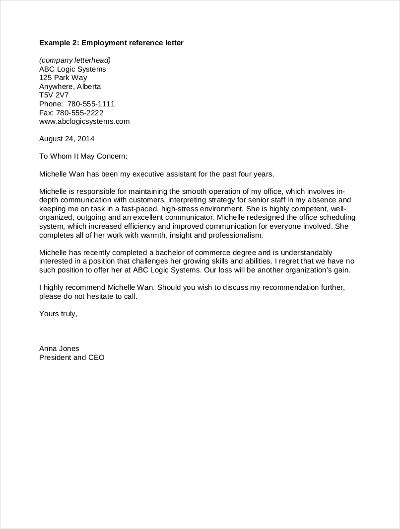 Employee Recommendation Letter Example Menom inside proportions 806 X 1064